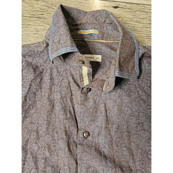 2 for $20 Pronto Uomo Dandelion Print Button Front Formal Dress Shirt Size XL - Picture 5 of 9